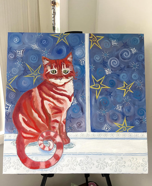 starry cat 24x24 in