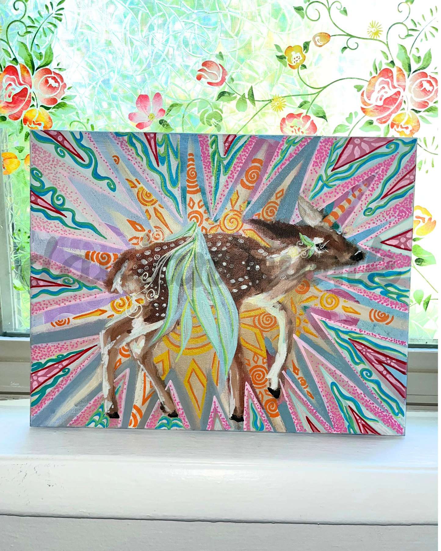 fly my deer ORIGINAL 11x14in