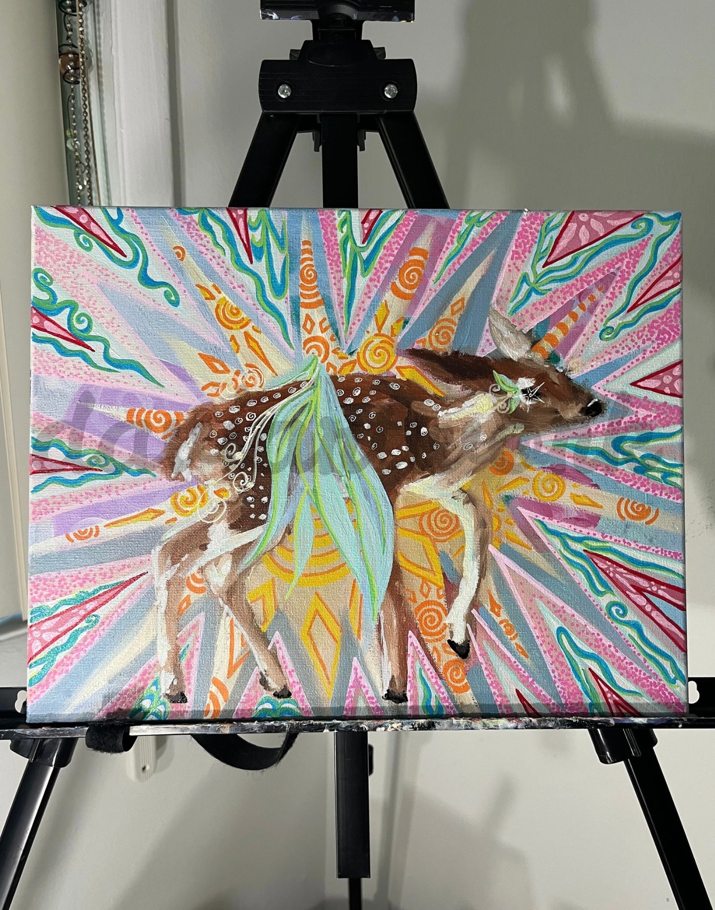 fly my deer ORIGINAL 11x14in