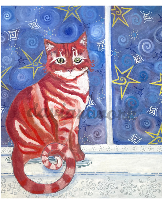starry cat PRINT 8x10 in