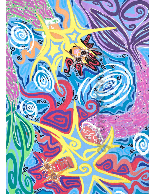 Pool Mermaids LARGE PRINT 11x14in