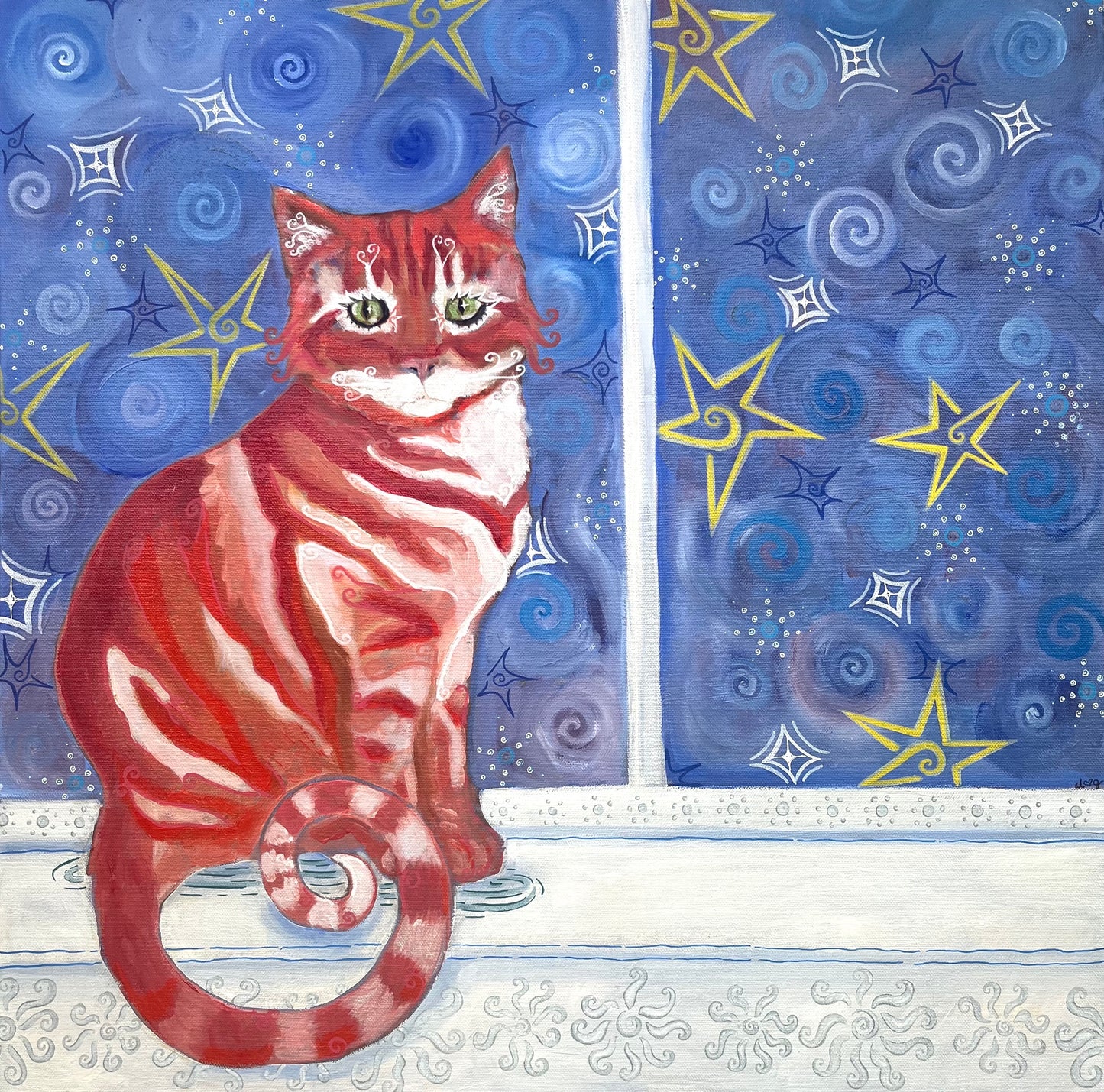 starry cat 24x24 in